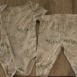 Dinosaur Print Baby Onesie and Pants Set